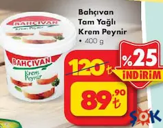 BAHÇIVAN TAM YAĞLI KREM PEYNİR 400 G fiyat ve kampanya bilgisi